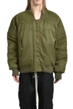 Satoshi Nakamoto Satin Ma1 Moto Jacket Grn