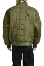Satoshi Nakamoto Satin Ma1 Moto Jacket Grn