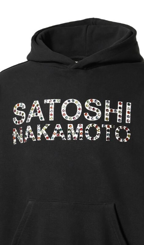 Satoshi Nakamoto Leather Studded Logo Hoodie