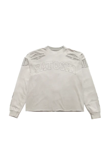 Satoshi Nakamoto Patchwork Collegiant Longsleeve Shirt Gray