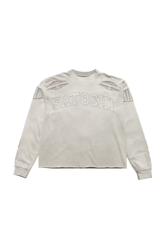 Satoshi Nakamoto Patchwork Collegiant Longsleeve Shirt Gray