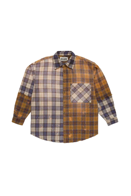 Satoshi Nakamoto Patchwork Logo Flannel Shirt Brown