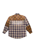 Satoshi Nakamoto Patchwork Logo Flannel Shirt Brown